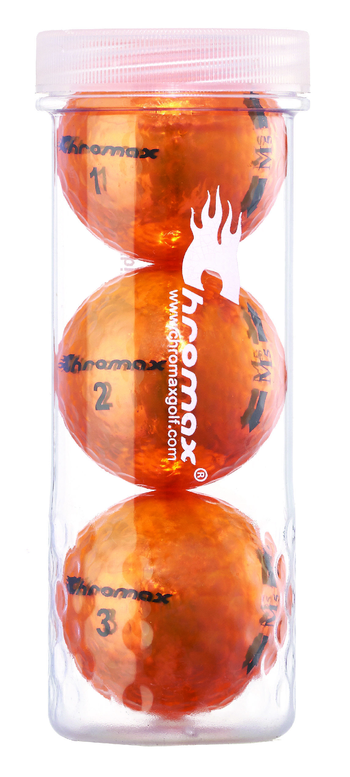 Chromax® Colored Orange Golf Balls - Metallic M5 3 Ball Tube CM53ORG