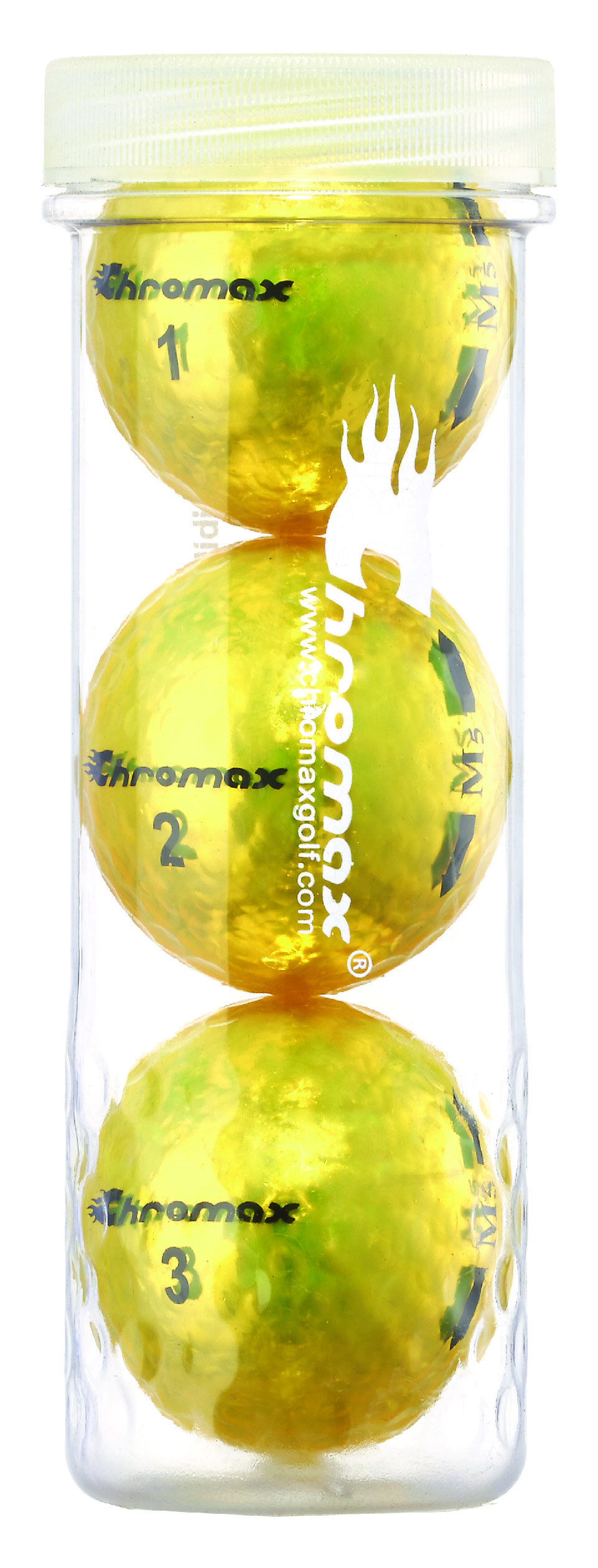 Chromax® Colored Yellow Golf Balls - Metallic M5 3 Ball Tube CM53YEL