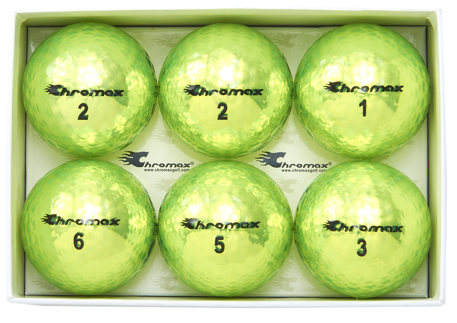 Chromax green neon golf ball M5 open 6-pack