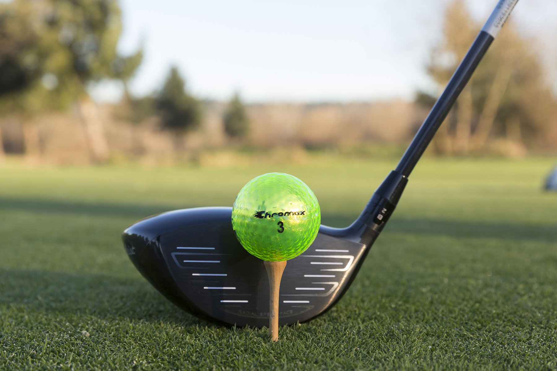 Chromax green neon golf ball M5 with driver