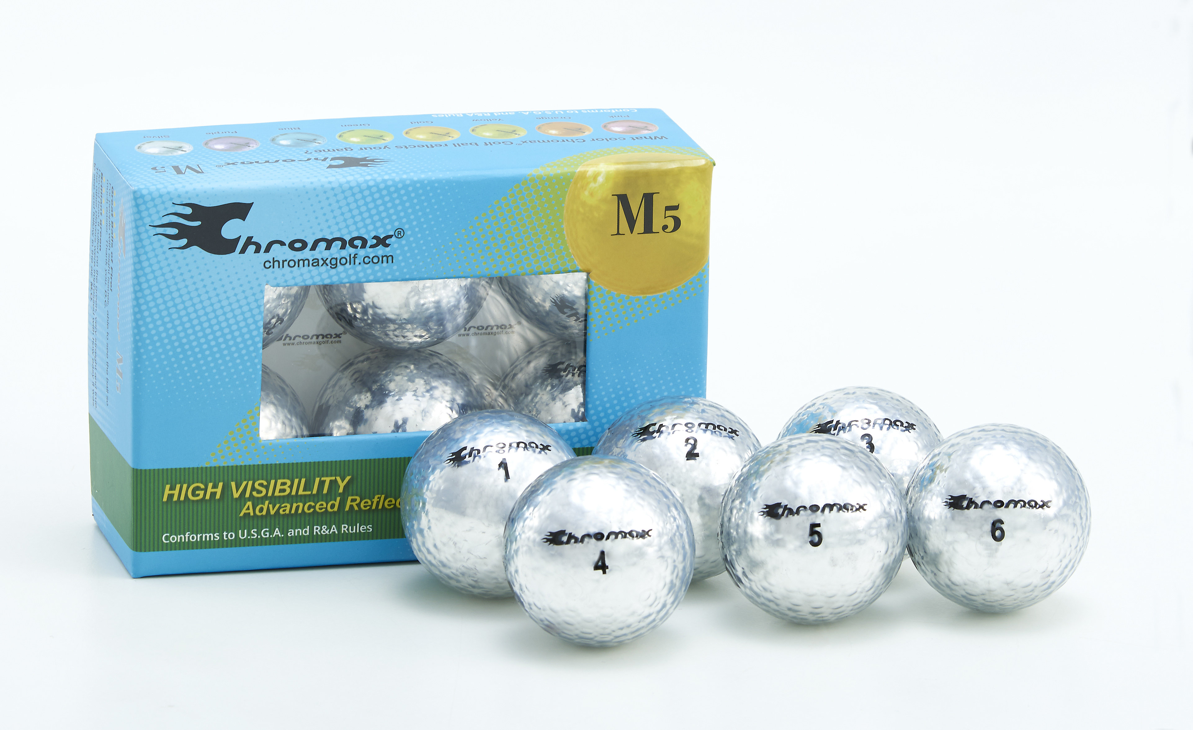 Chromax® Colored Silver Golf Balls - Metallic M5 6 Ball Pack CM56SIL
