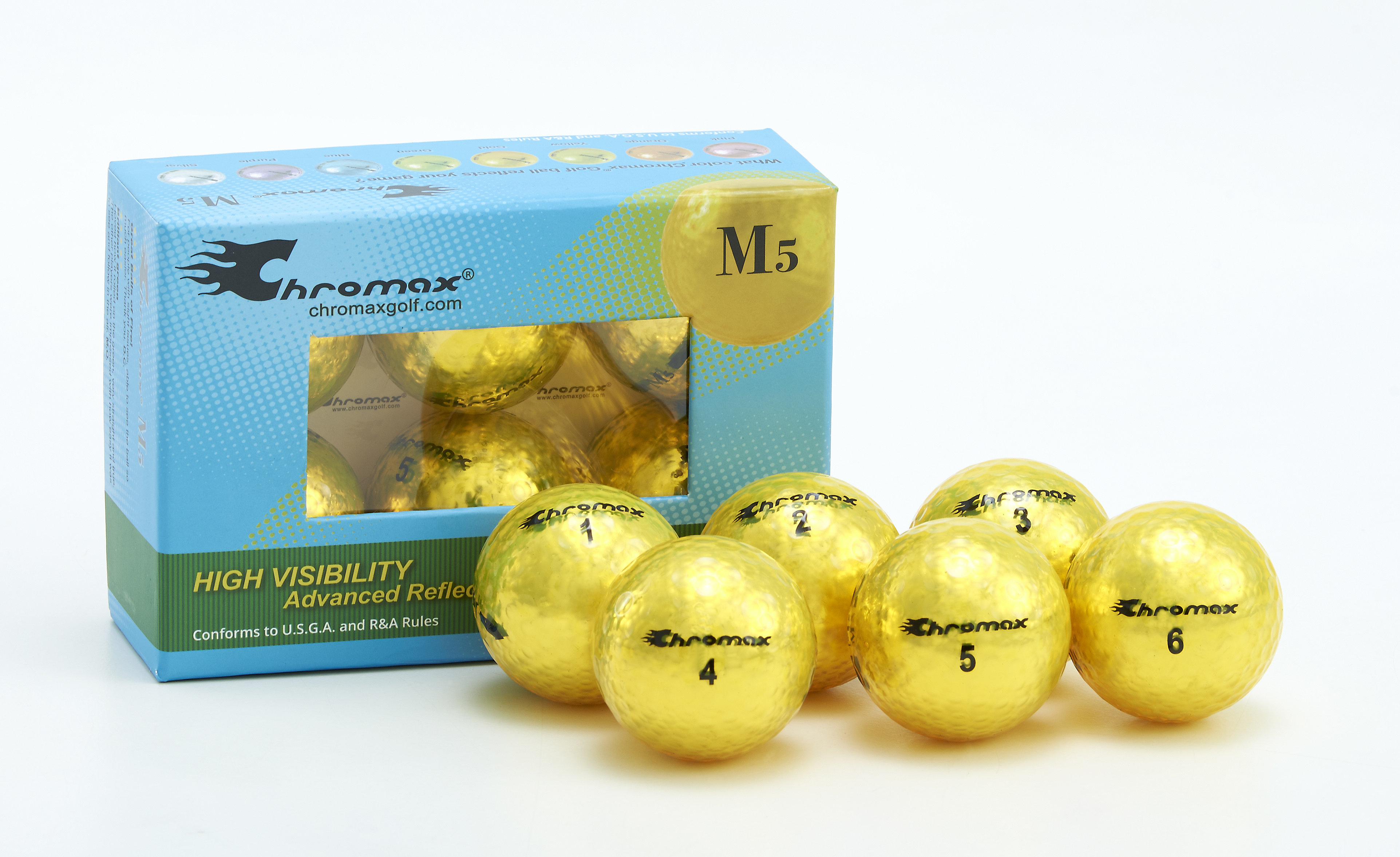 Chromax® Colored Yellow Golf Balls - Metallic M5 6 Ball Pack CM56YEL