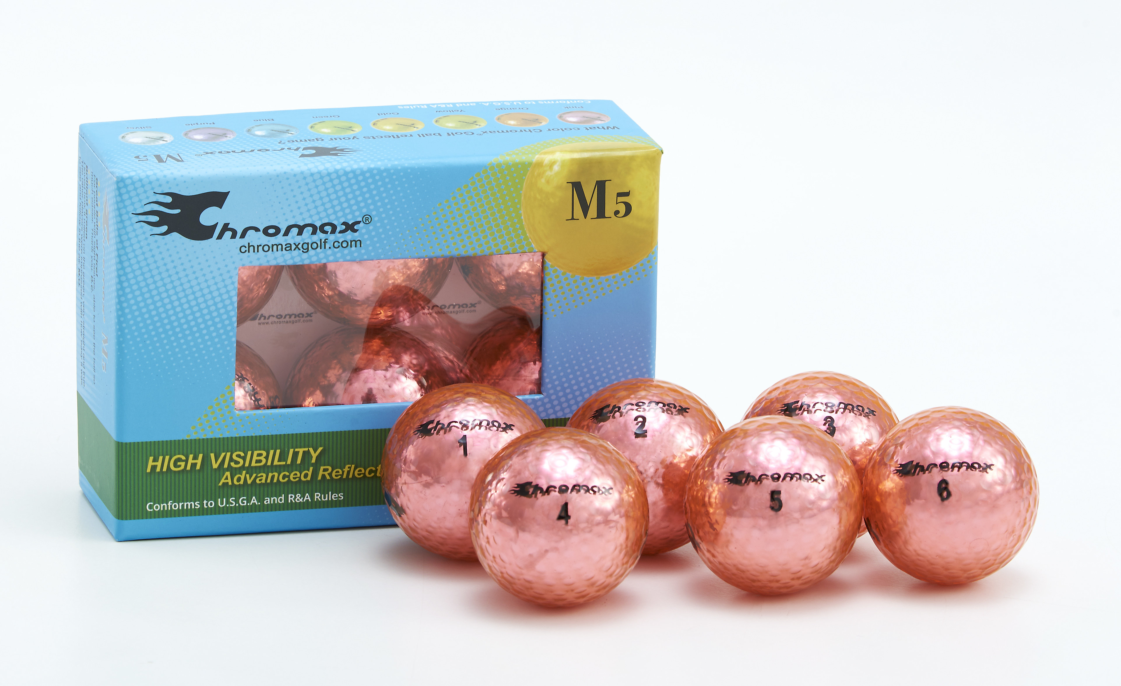 Chromax® Colored Pink Golf Balls - Metallic M5 6 Ball Pack CM56PNK