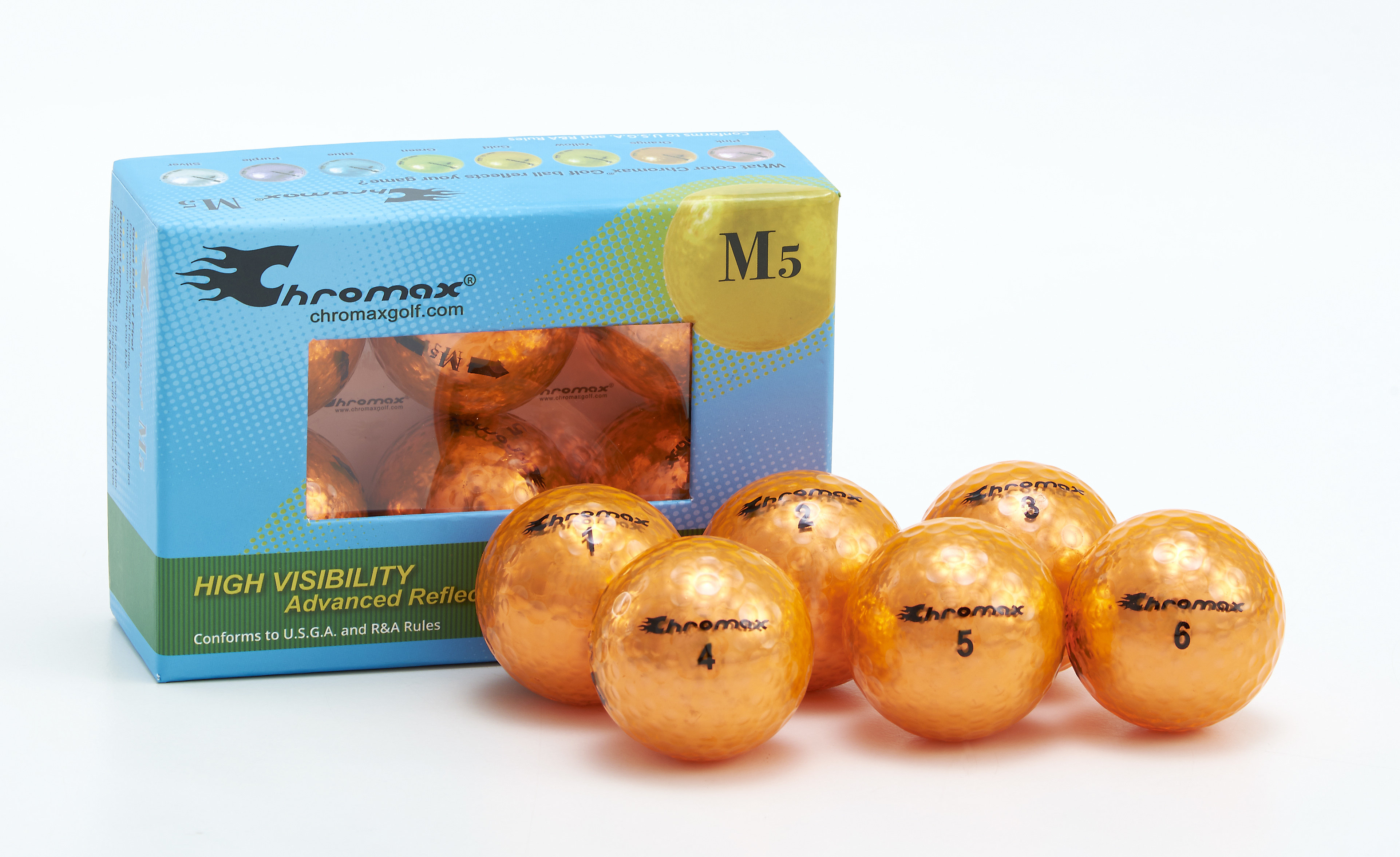 Chromax® Colored Orange Golf Balls - Metallic M5 6 Ball Pack CM56ORG