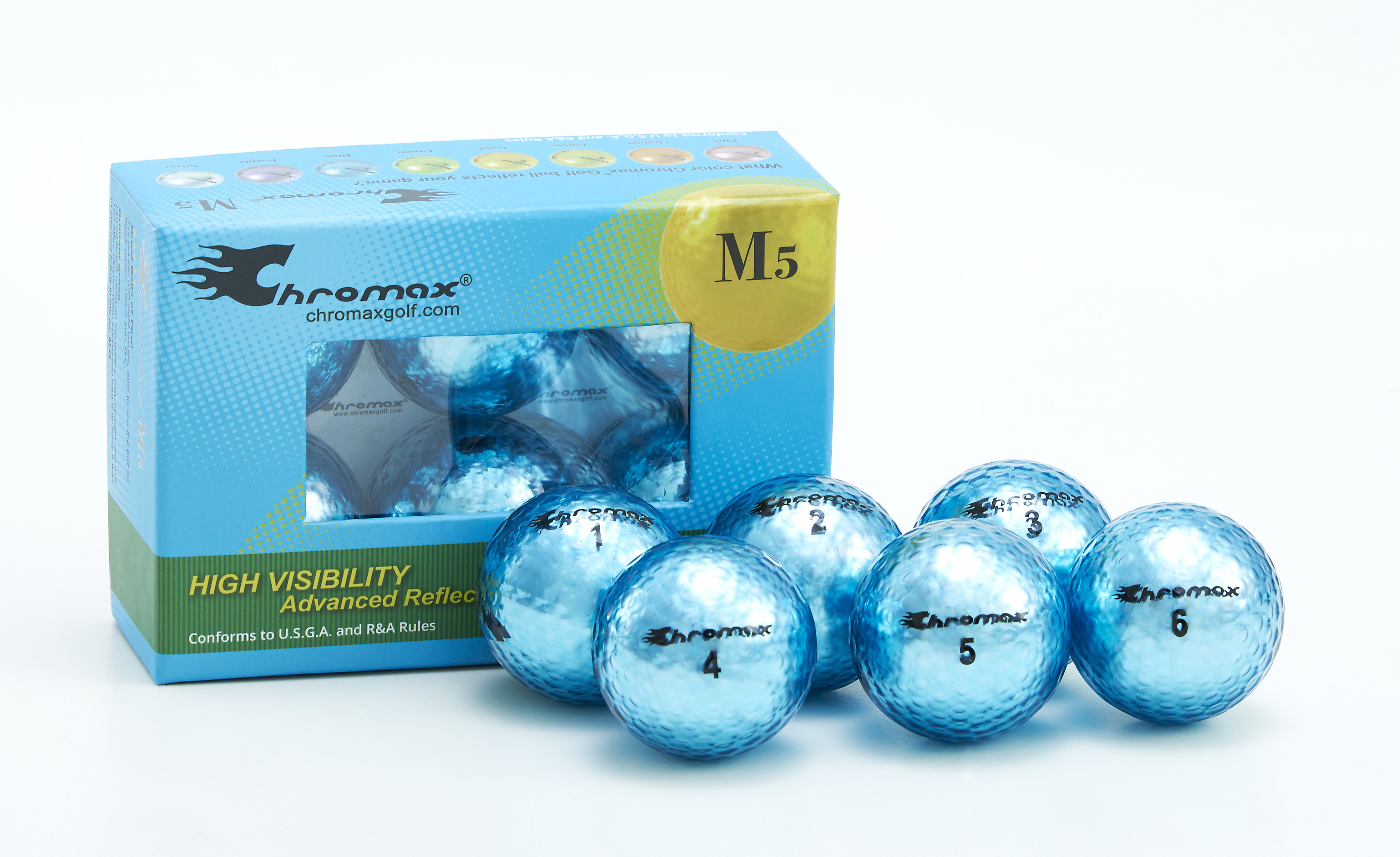 Chromax® Colored Blue Golf Balls - Metallic M5 6 Ball Pack CM56BLU
