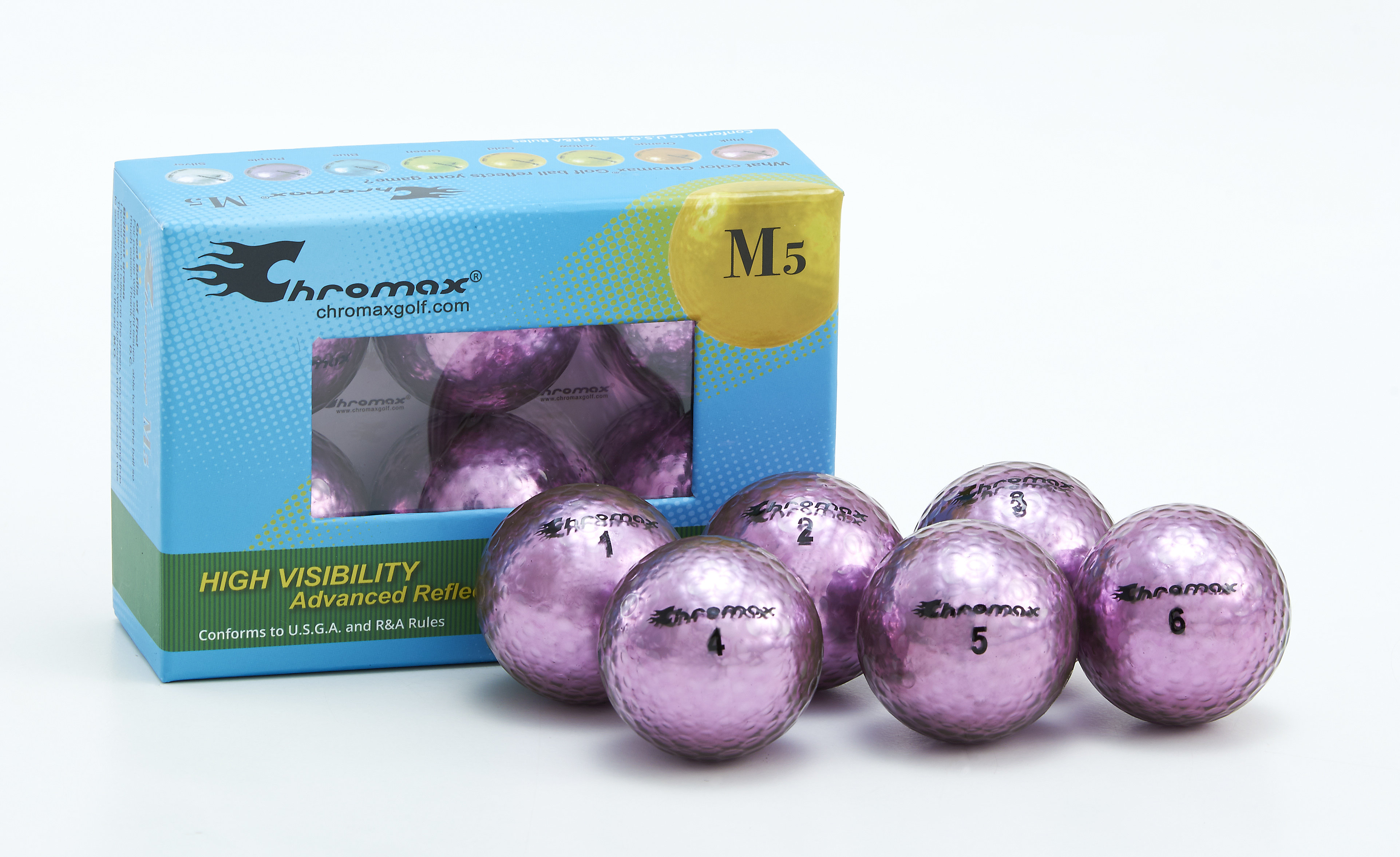 Chromax® Colored Purple Golf Balls - Metallic M5 6 Ball Pack CM56PUR