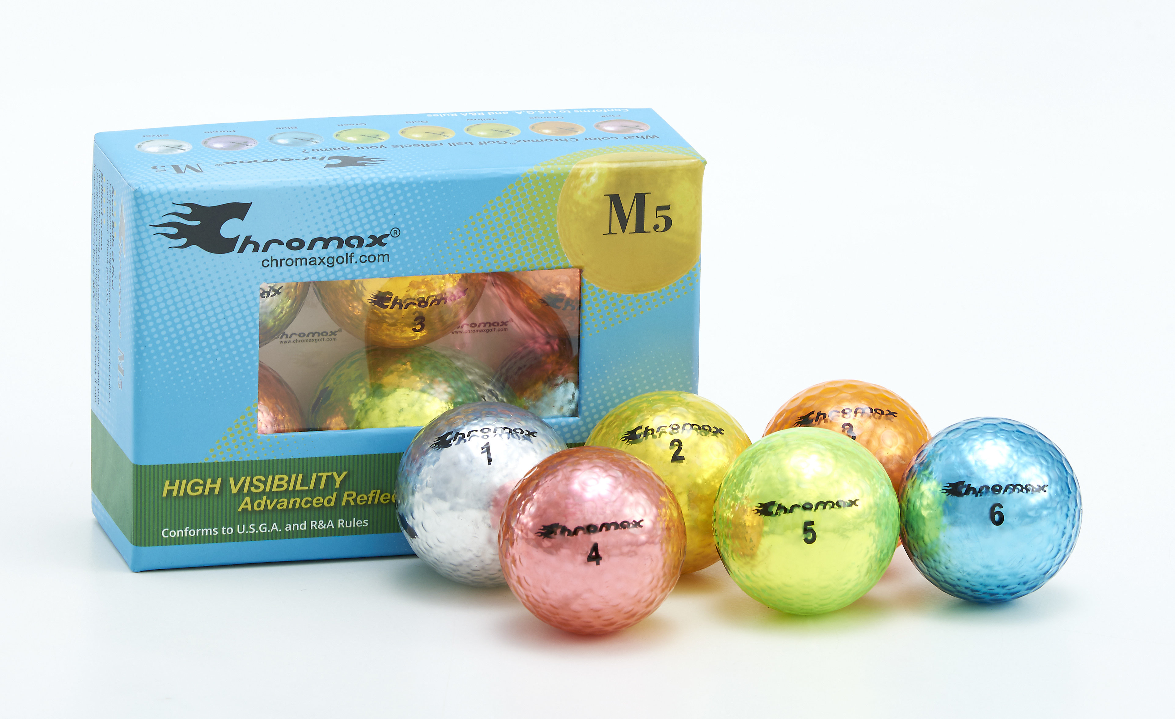 Chromax® Colored Mixed Golf Balls - Metallic M5 6 Ball Pack CM56MIX