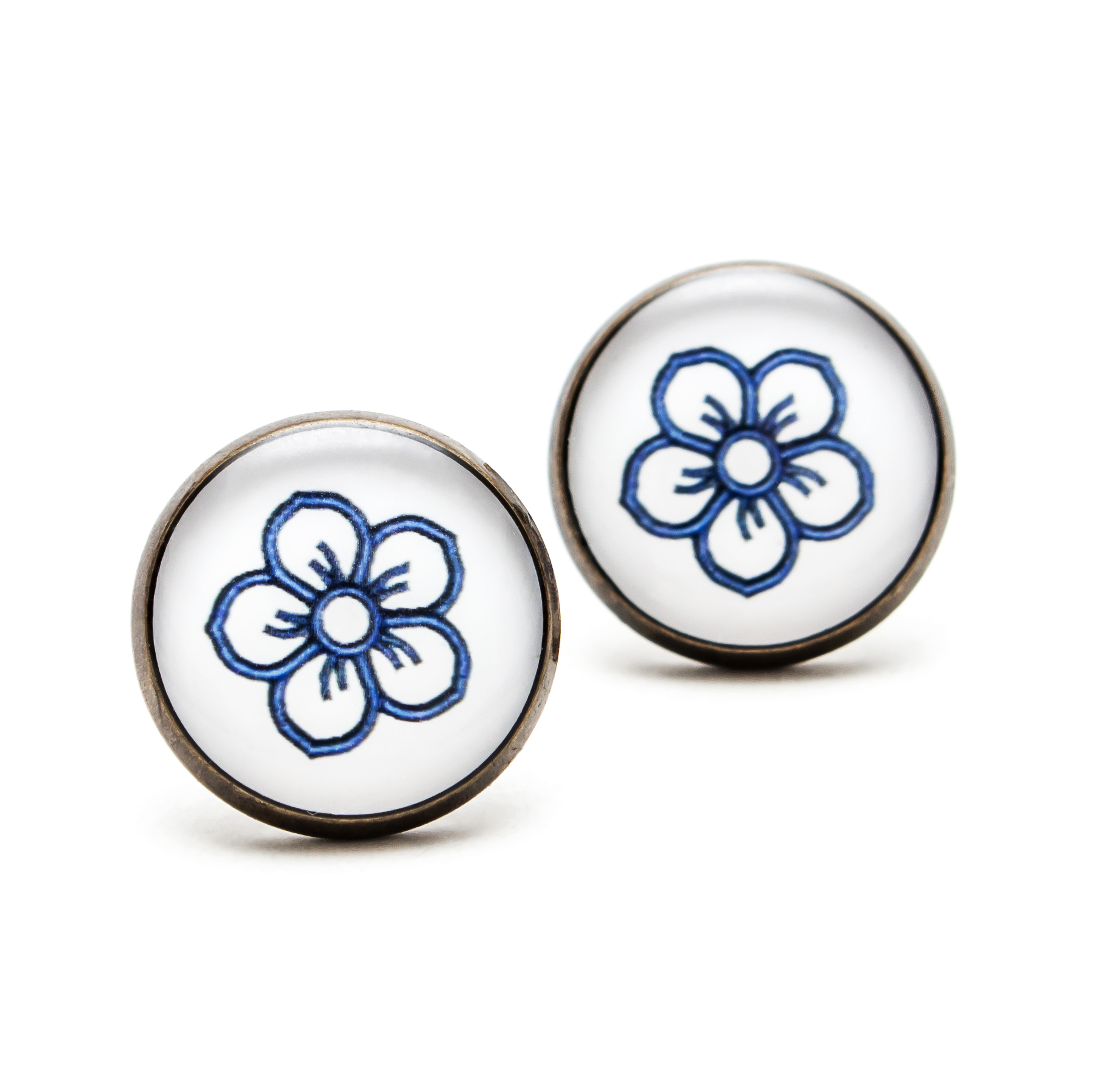Séria Folk minimal - Kvetinka ornament modrý 00449