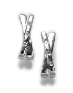 White Ice Sterling Silver Diamond Cross Earrings White Ice Sterling Silver Diamond Cross Earrings