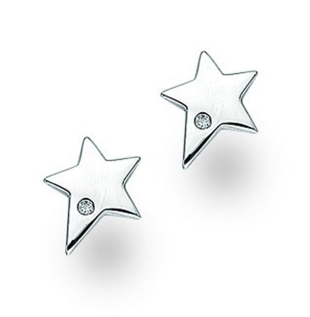 White Ice Sterling Silver Small Diamond Pointed Star Studs White Ice Sterling Silver Small Diamond Pointed Star Studs