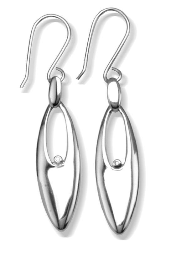 White Ice Sterling Silver Diamond Oval Drop Earrings White Ice Sterling Silver Diamond Oval Drop Earrings