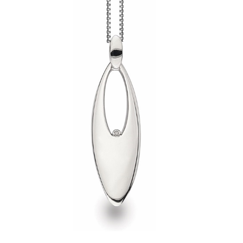 White Ice Sterling Silver Diamond Oval Drop Necklace White Ice Sterling Silver Diamond Oval Drop Necklace