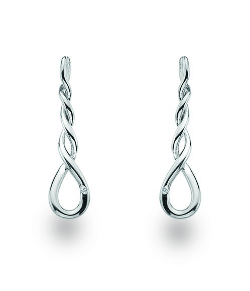 White Ice Sterling Silver Diamond Twist Drop Earrings White Ice Sterling Silver Diamond Twist Drop Earrings