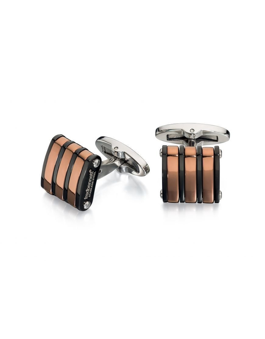 Fred Bennett Stainless Steel Black and Rose Gold Cufflinks Fred Bennett Stainless Steel Black and Rose Gold Cufflinks