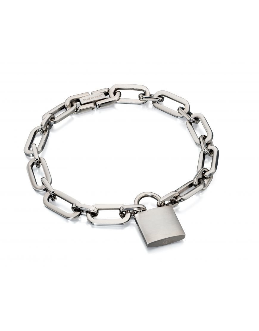 Fred Bennett Stainless Steel Link Padlock Bracelet Fred Bennett Stainless Steel Link Padlock Bracelet