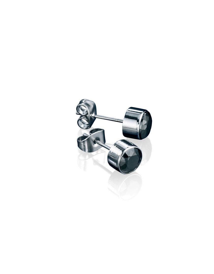 Fred Bennett Stainless Steel Black CZ Earrings Fred Bennett Stainless Steel Black CZ Earrings