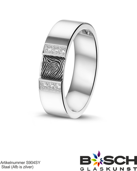 Stalen ring 409 S met vingerafdruk S904SY