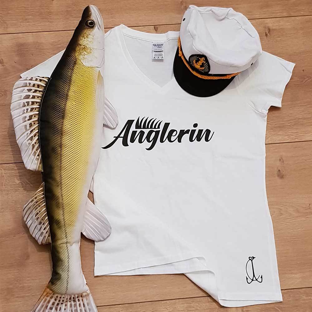 "Anglerin" Kinder T-Shirt Mädchen (Kindergröße 90 bis XXXL)