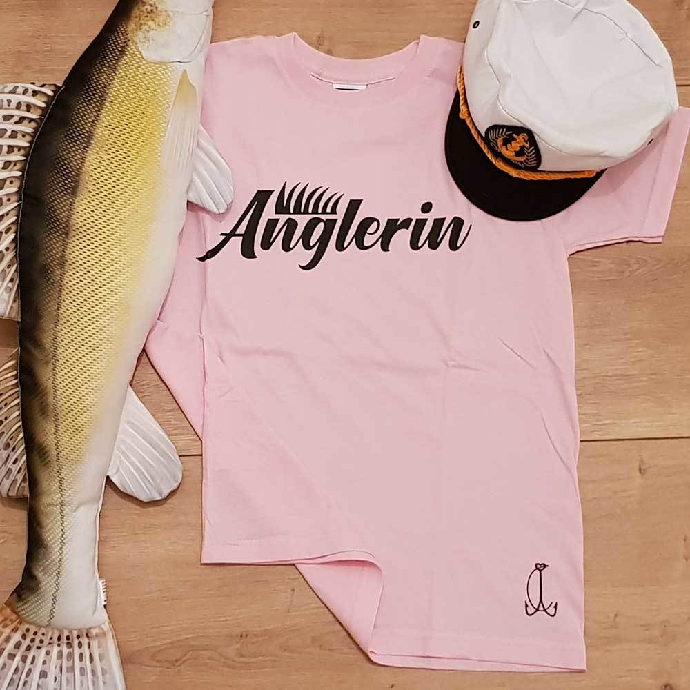 "Anglerin" Kinder T-Shirt Mädchen (Kindergröße 90 bis XXXL) M1-AA 91341