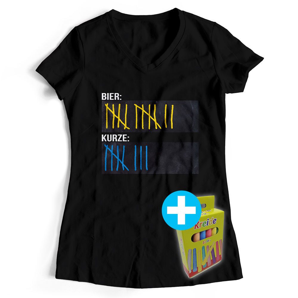 T-Shirt Strichliste Bier Kurze Schnaps Tafel Kreide Saufen (Damen, alle Farben) 92004