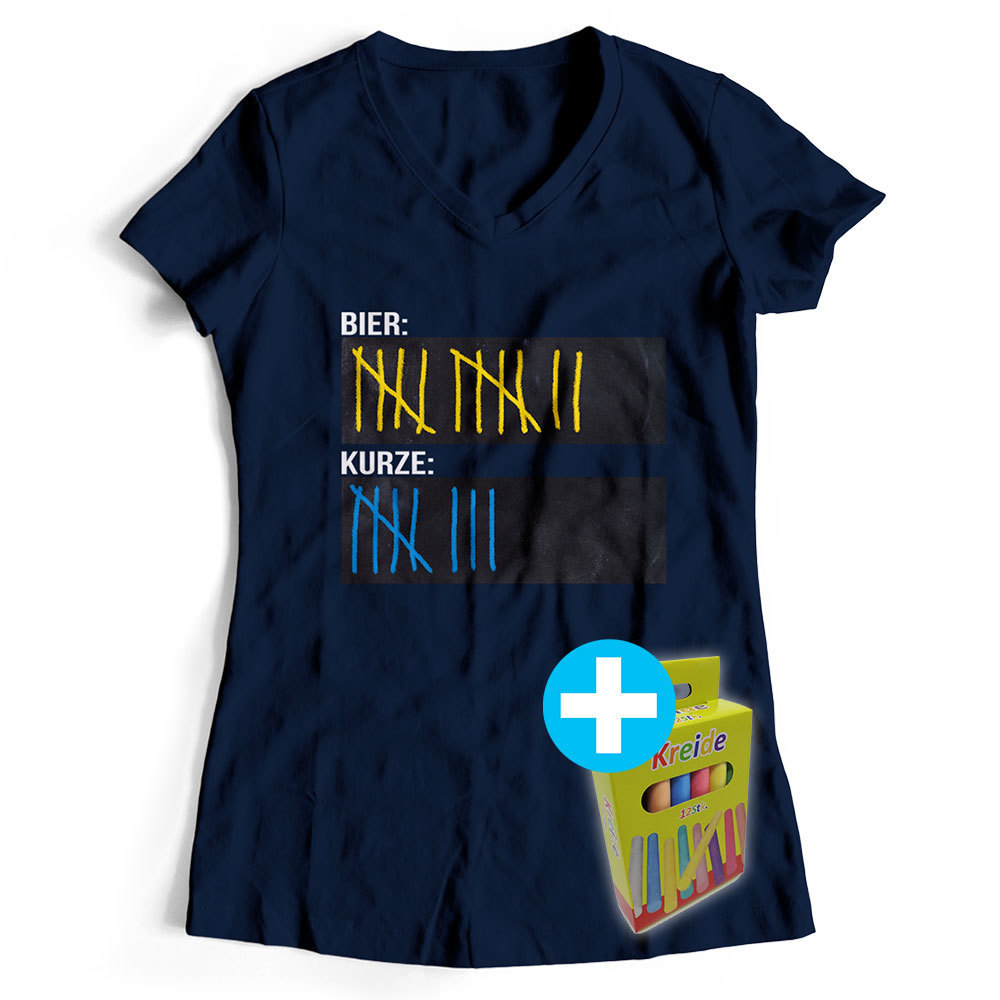 T-Shirt Strichliste Bier Kurze Schnaps Tafel Kreide Saufen (Damen, alle Farben)