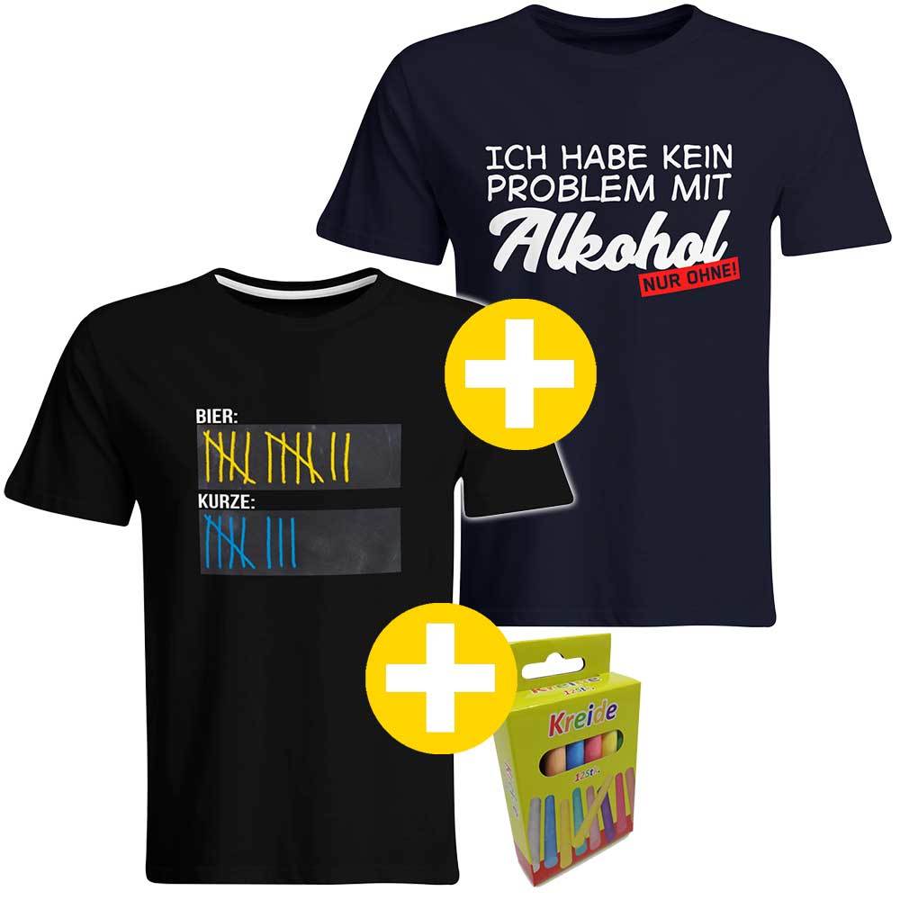 "Sauf-Counter" T-Shirt + "Ich habe kein Problem mit Alkohol - nur ohne" T-Shirt (Herren) 92049