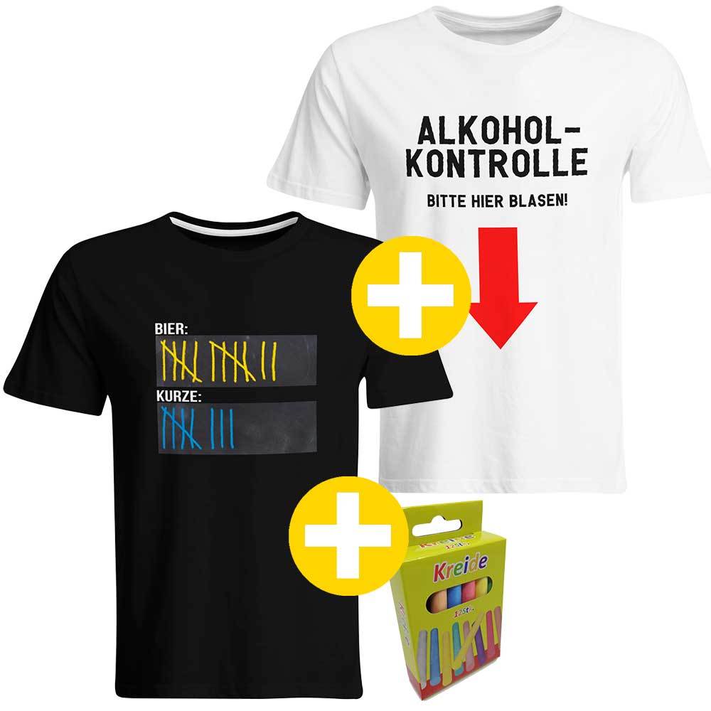 "Sauf-Counter" T-Shirt + "Alkoholkontrolle - Bitte hier blasen" T-Shirt (Herren) 92050