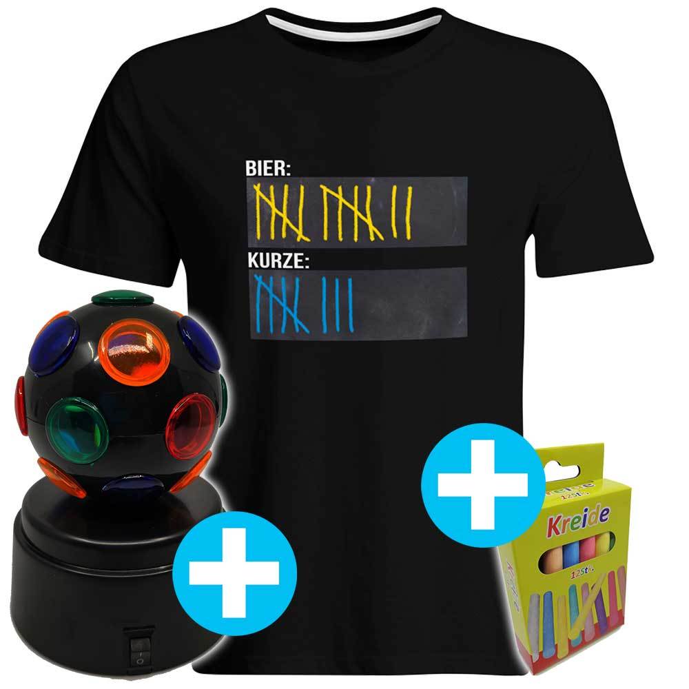 Original Sauf-Counter T-Shirt inkl. 12er-Pack Kreide & Diskokugel (Damen & Herren, alle Farben) DISKOKUGEL-DEAL