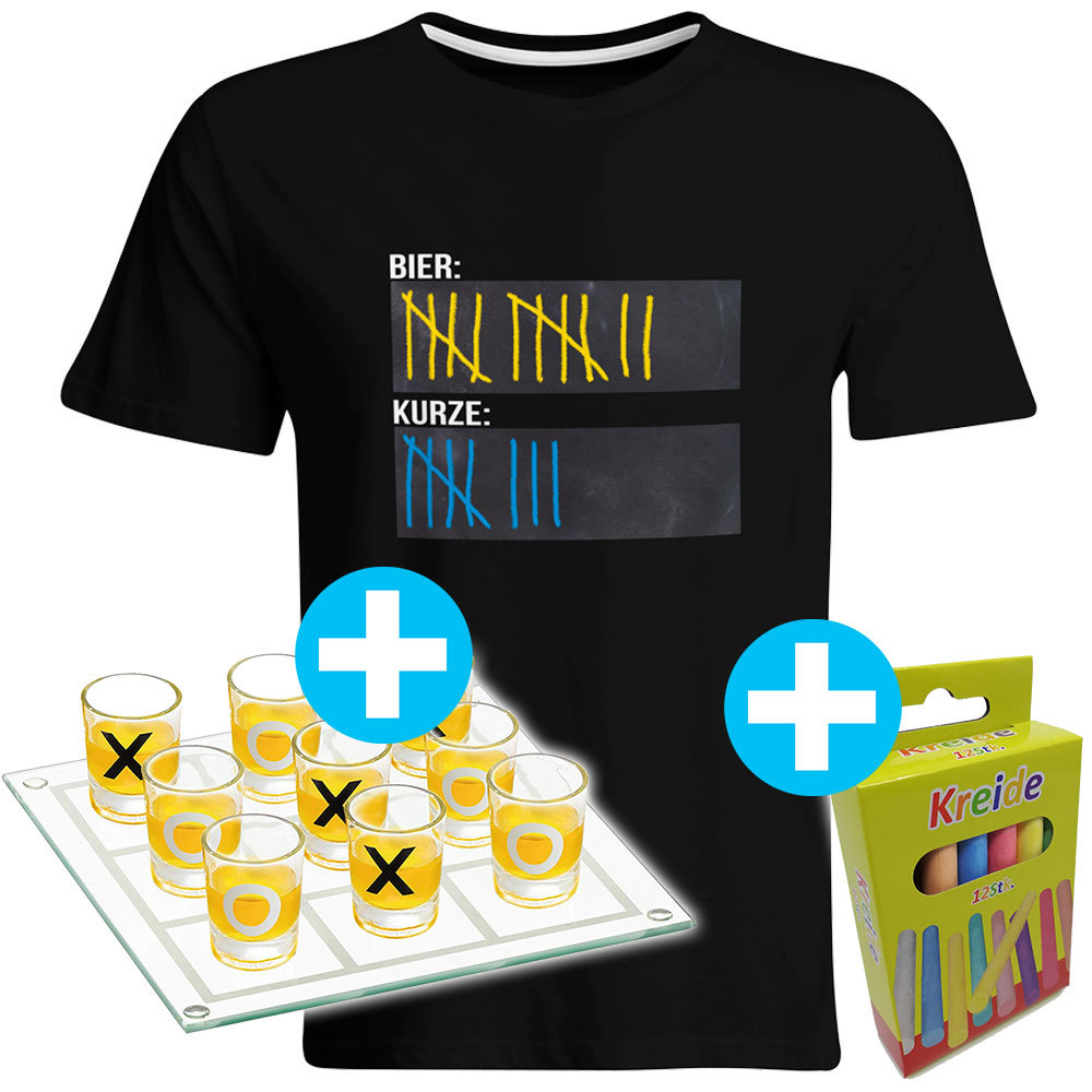 Original Sauf-Counter Classic T-Shirt + Trinkspiel Tic Tac Toe (Damen & Herren, alle Farben) 92054