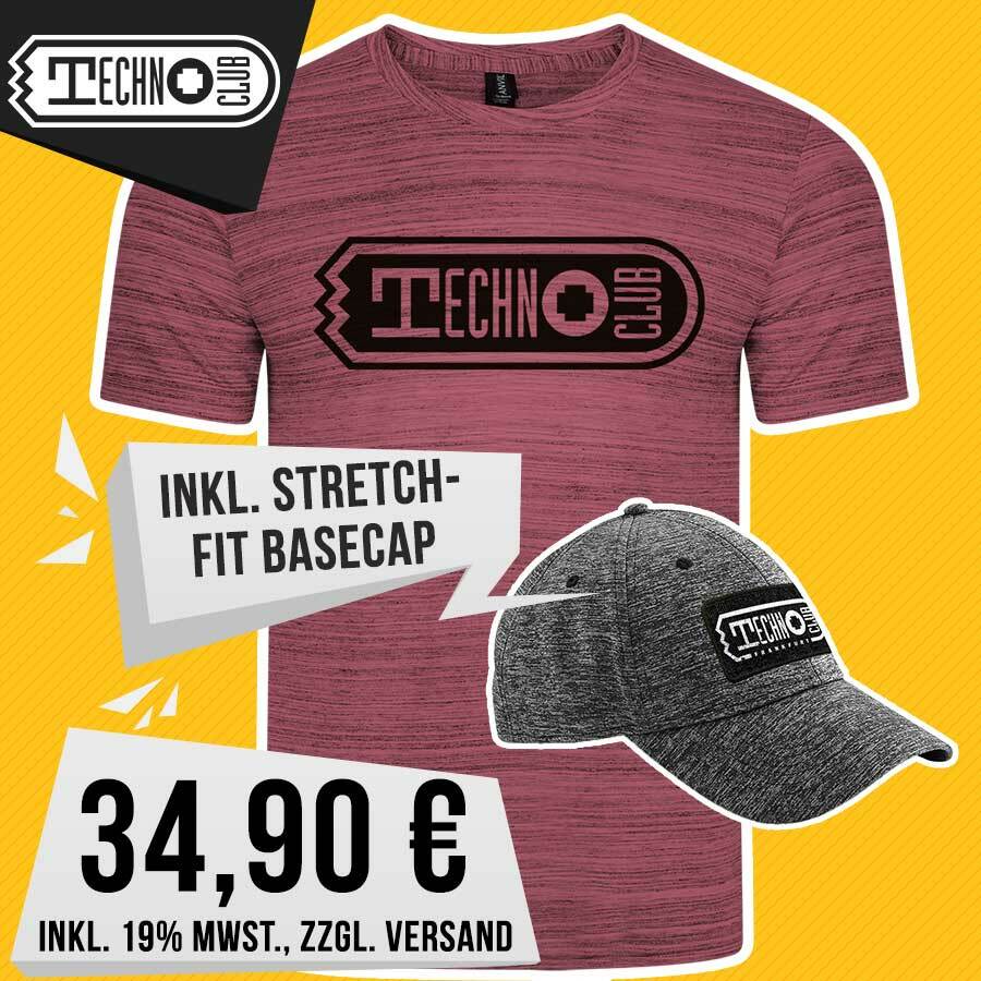 Technoclub Premium Streak Tee + Stretch-Fit Basecap (Men) 92087