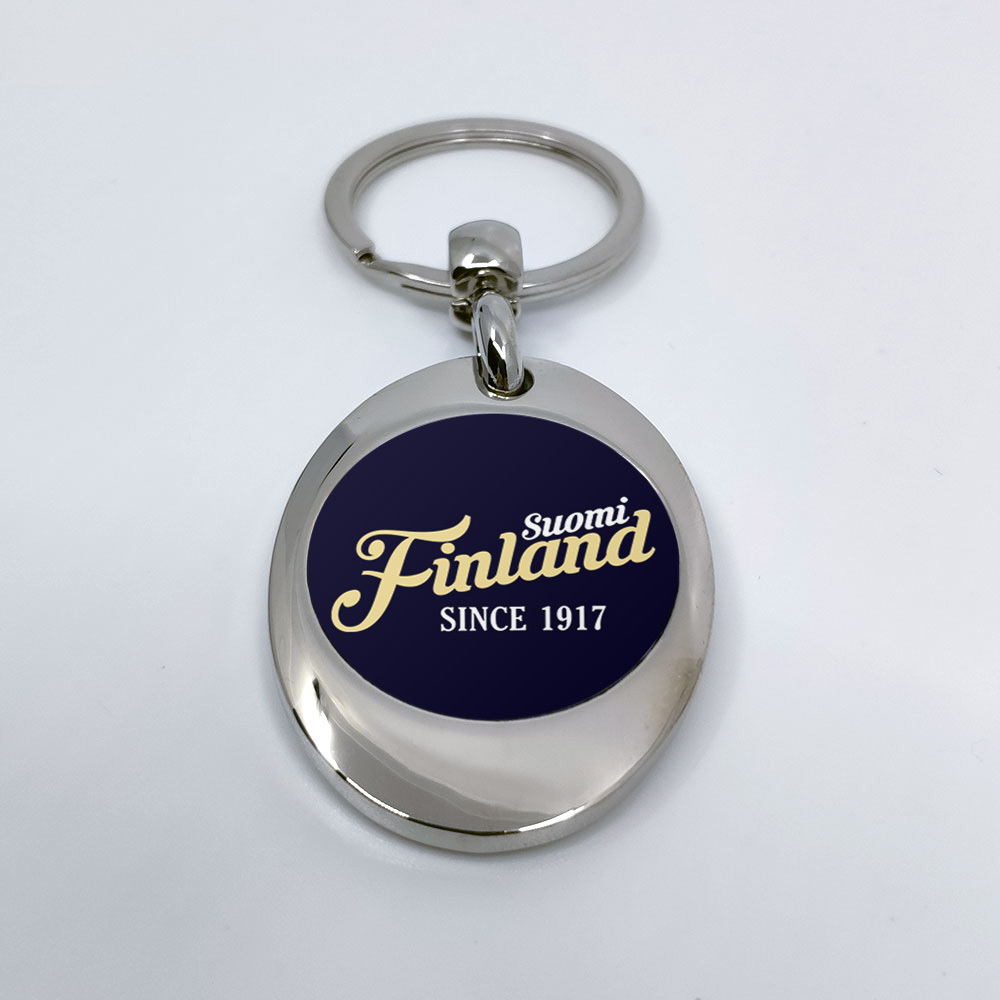 "Suomi Finland - since 1917" Schlüsselanhänger mit integriertem Einkaufswagen-Chip 92106