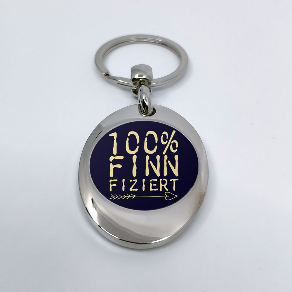 "100% finnfiziert" Schlüsselanhänger mit integriertem Einkaufswagen-Chip 92111