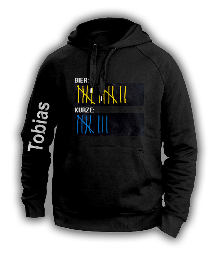 12 x Saufcounter Hoodie mit drei Druckbereichen 92126