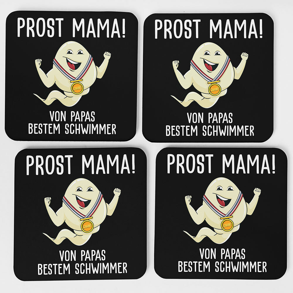 "Alles Gute Mama wünscht Papas bester Schwimmer" Spermium Tasse (Variante: Blauer Henkel)