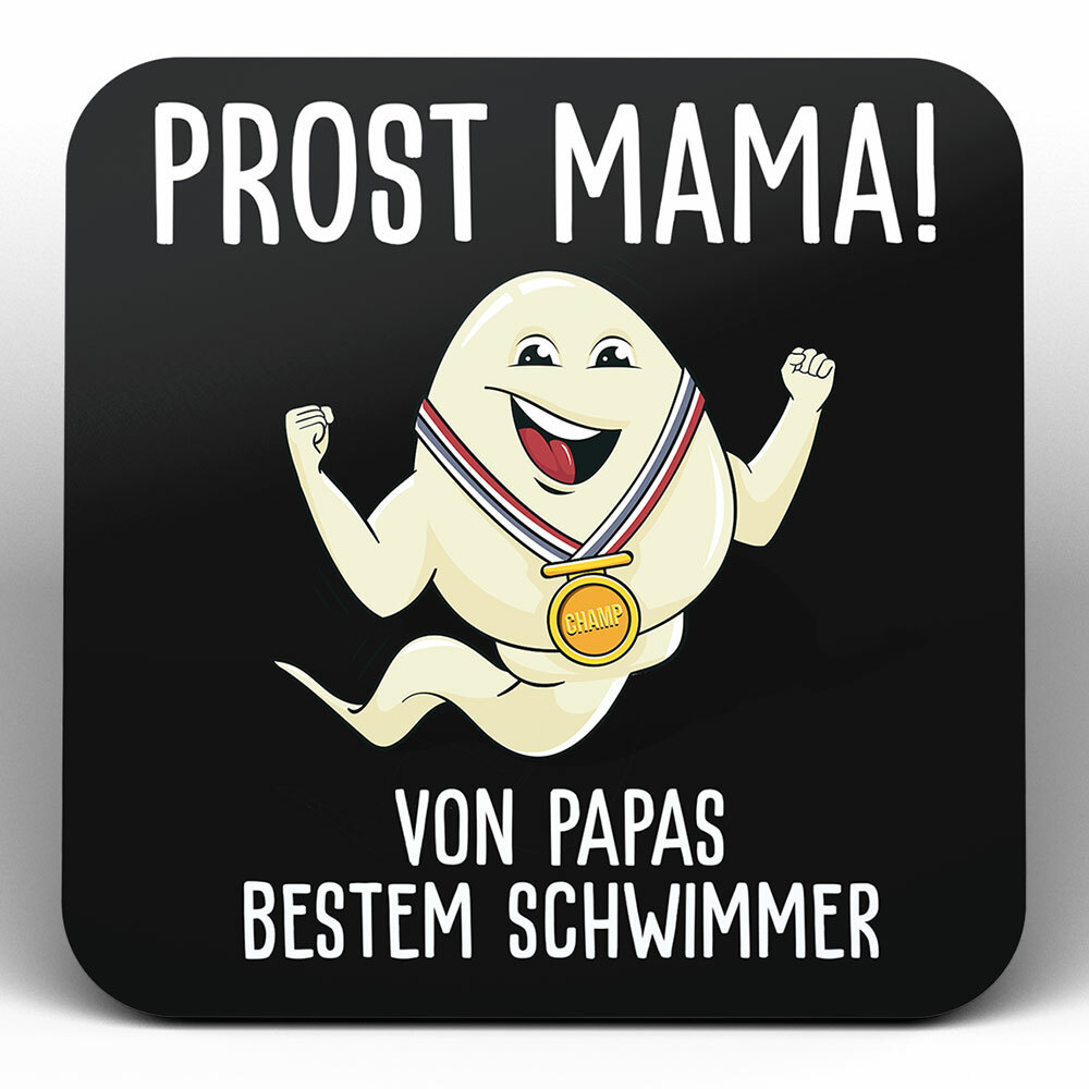 "Alles Gute Mama wünscht Papas bester Schwimmer" Spermium Tasse (Variante: Blauer Henkel)