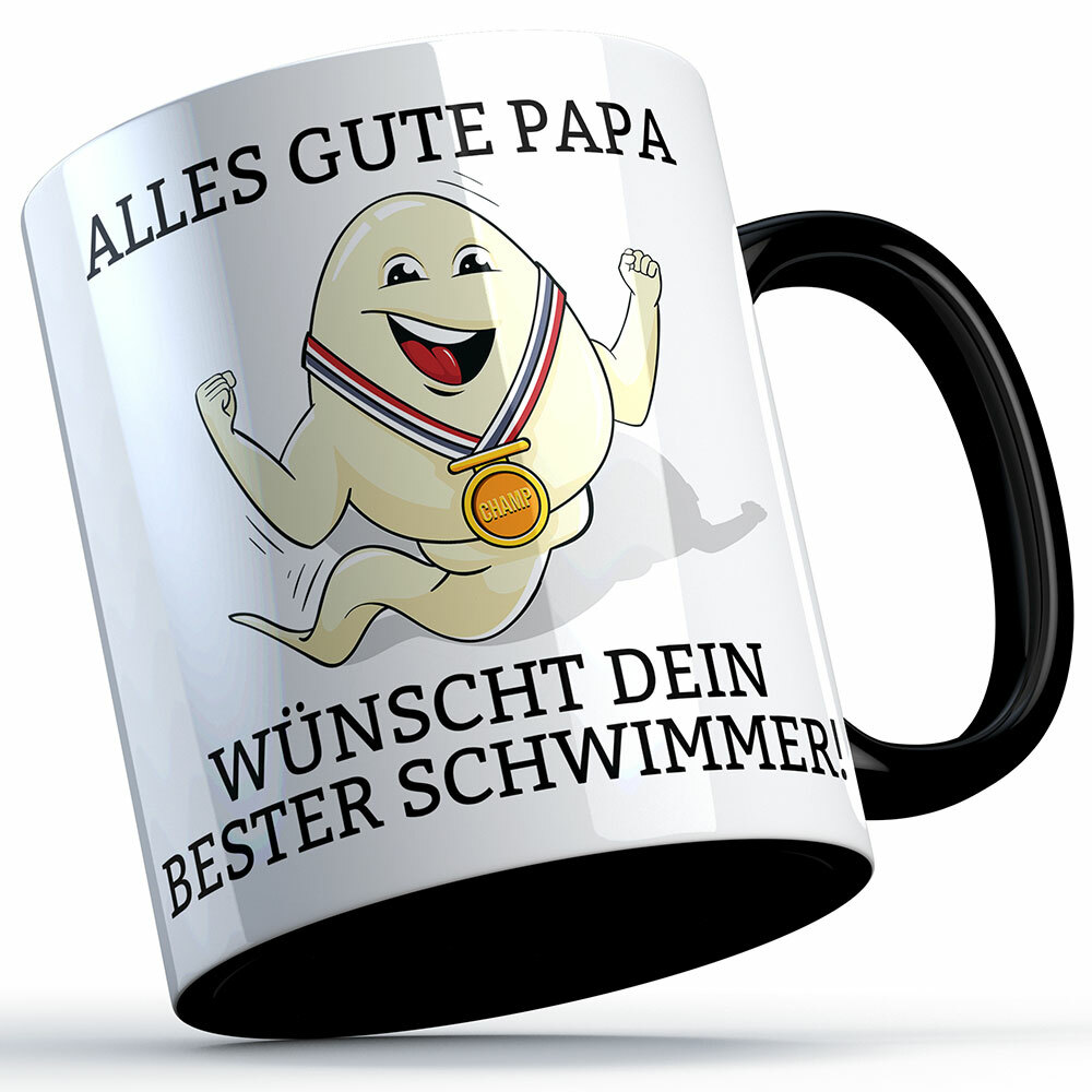 "Alles Gute Papa wünscht dein bester Schwimmer" Spermium Tasse (Variante: Zaubertasse mit Farbwechseleffekt)