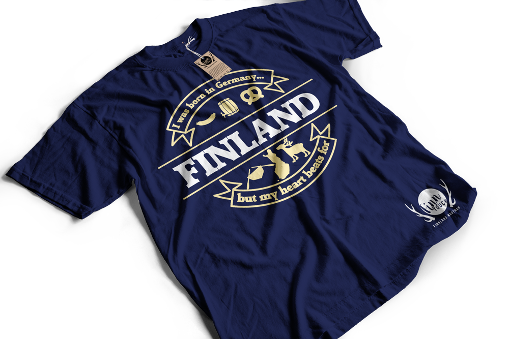 "I was born in Germany, but my heart beats for Finland" T-Shirt (Men) M1-FT 00126