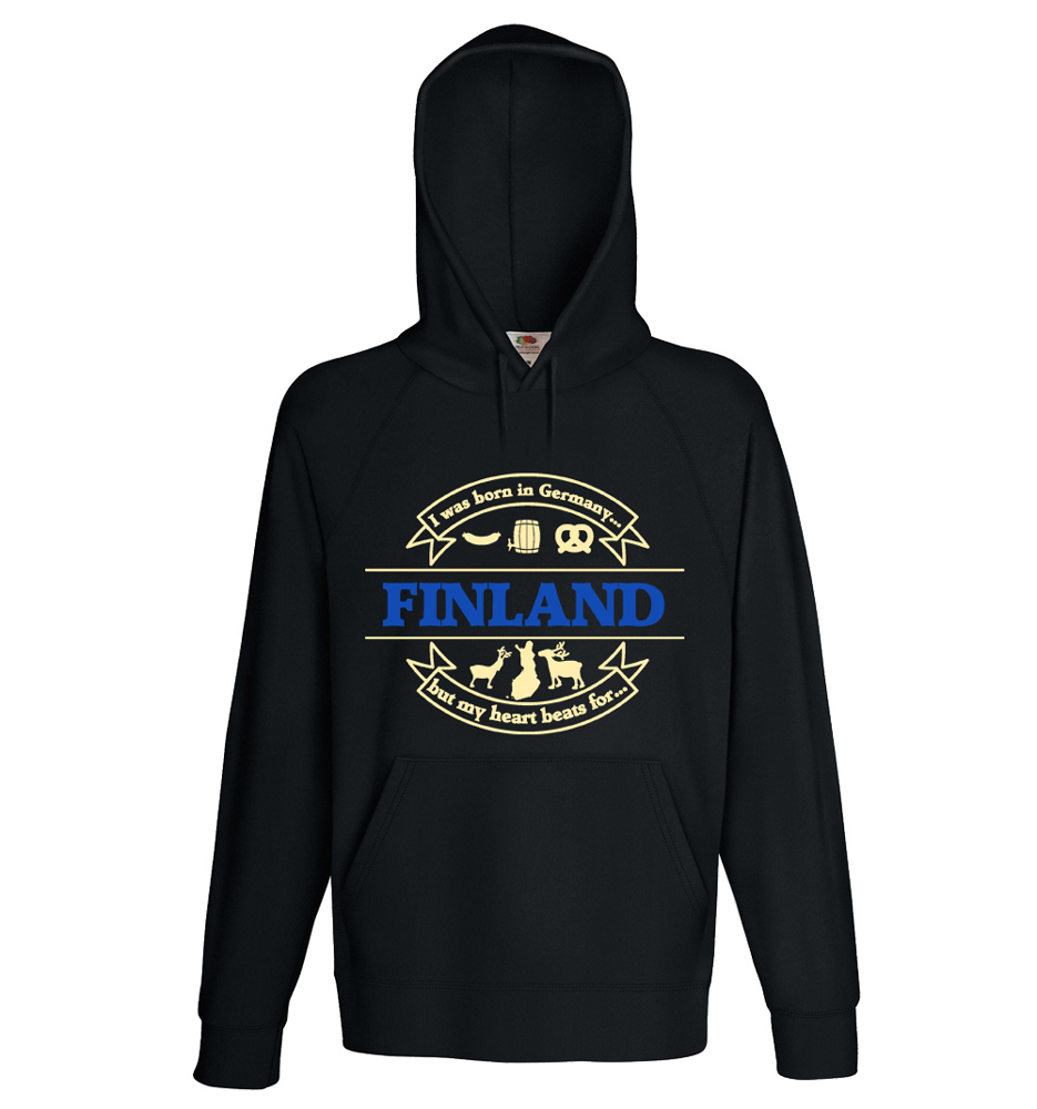 "I was born in Germany, but my heart beats for Finland" Hoodie (Unisex) M1-FT 00154