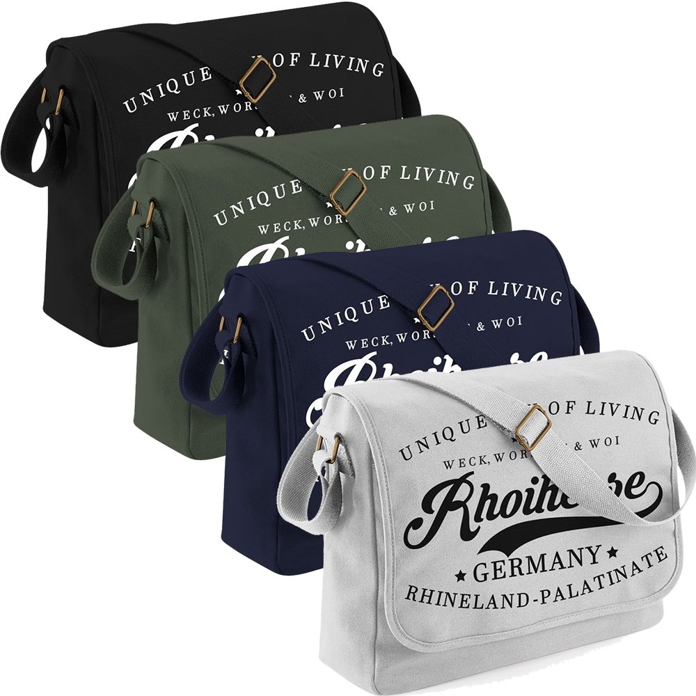 "Weck, Worscht & Woi! Rhoihesse" Canvas Messenger Bag M1-RHL 11214