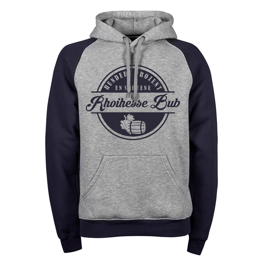 "Hundert Prozent en scheene Rhoihesse Bub" (Premium Two-Tone Hoody) M1-RHL 88463