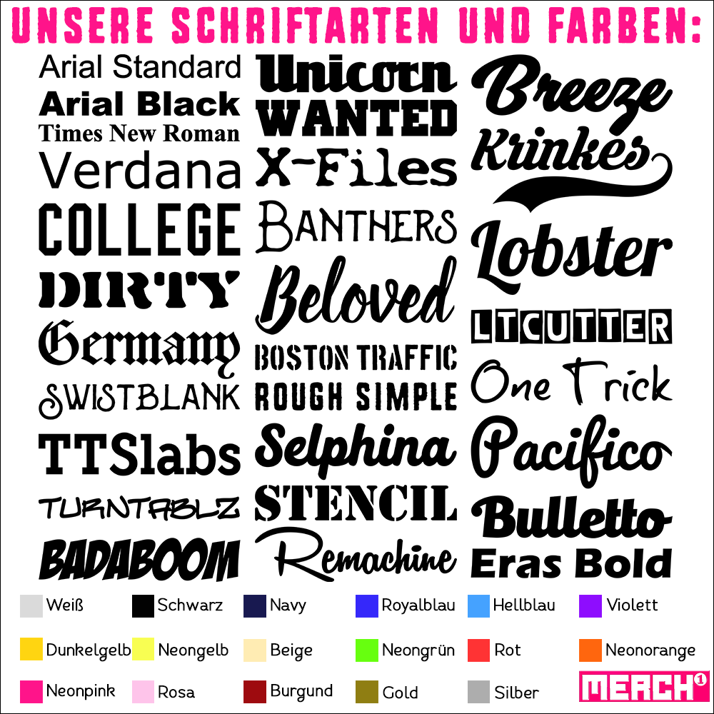 Schriftarten und Farben