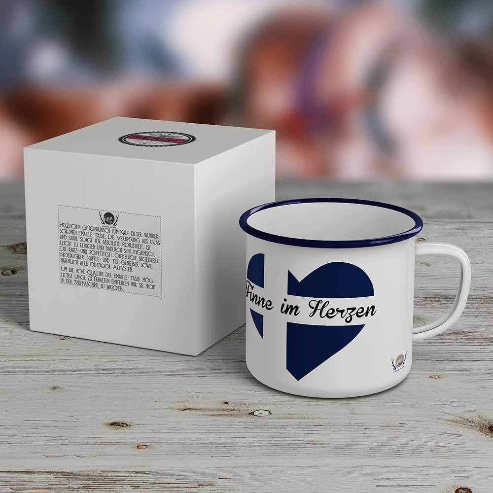 "Finne im Herzen" Emaille-Tasse M1-FT 81530