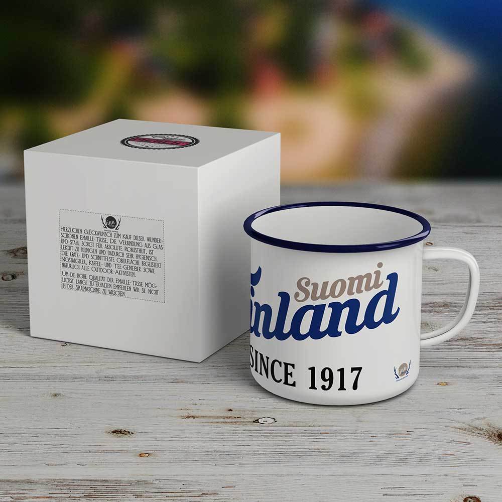 "Suomi Finland - since 1917" Emaille-Tasse M1-FT 83100