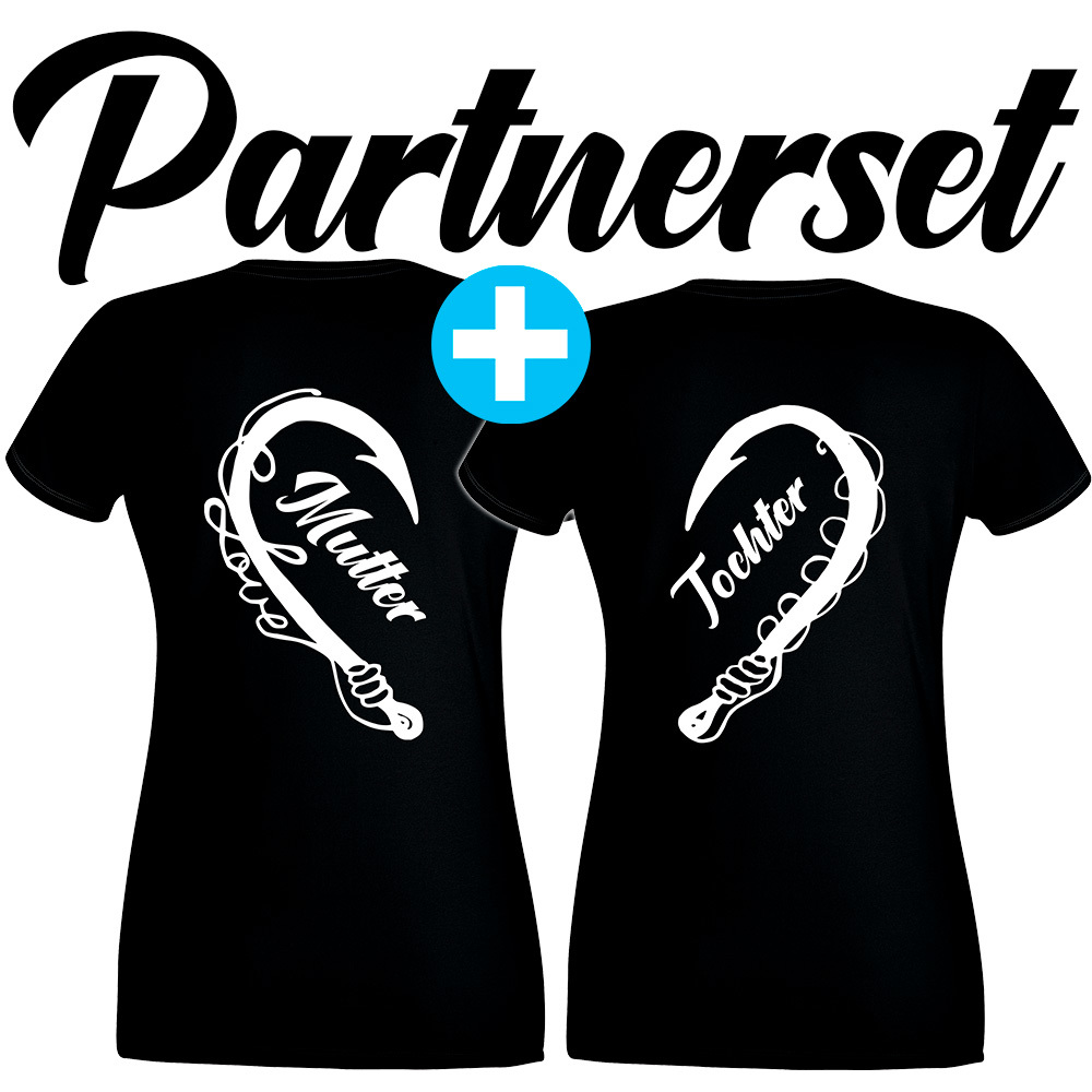 "Anglerin & Anglerin / Mutter & Tochter" T-Shirt Partnerset (Kindergröße 90 bis XXL) M1-AA 70029