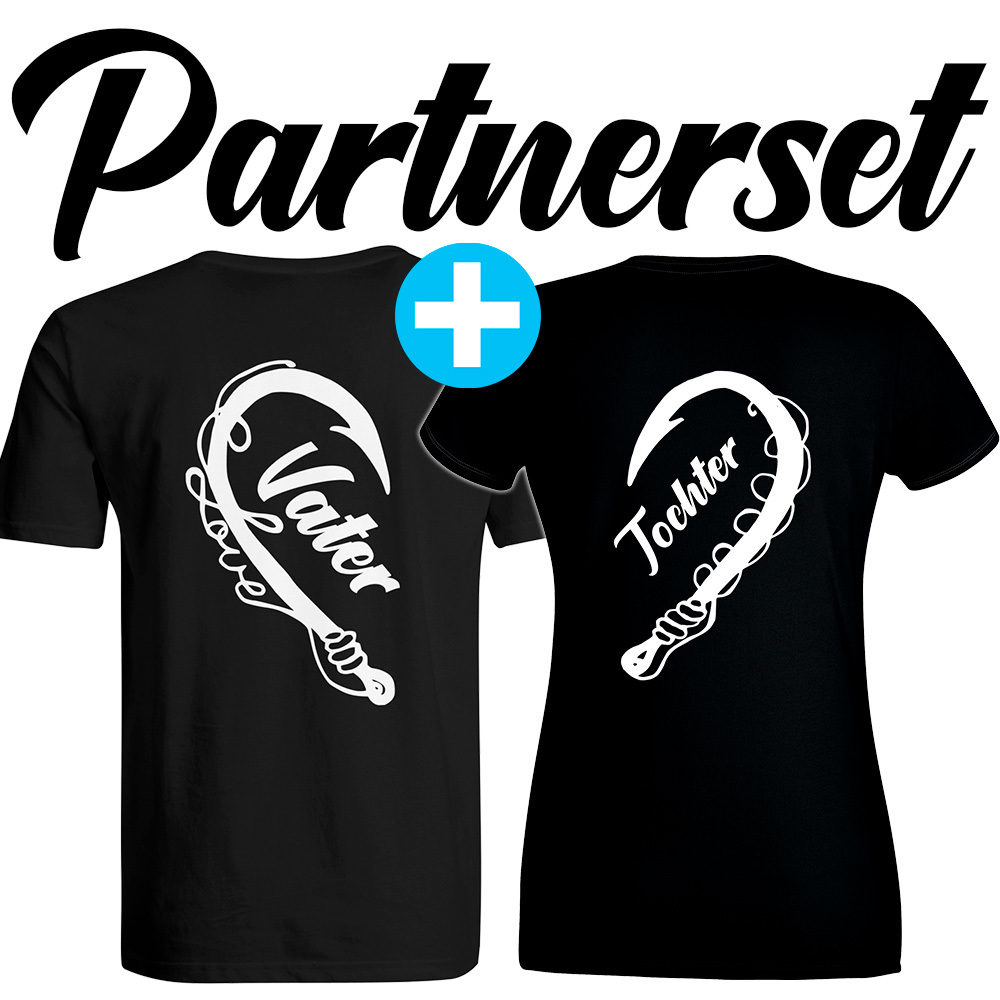"Anglerin & Angler / Vater & Tochter" T-Shirt Partnerset (Kindergröße 90 bis XXXL) M1-AA 58485
