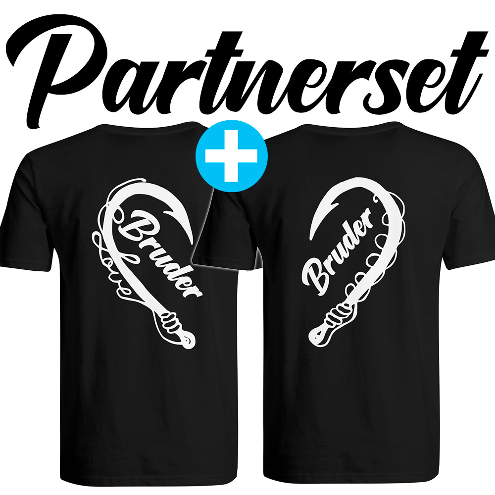 "Angler & Angler / Bruder & Bruder" T-Shirt Partnerset (Kindergröße 90 bis XXXL) M1-AA 67831