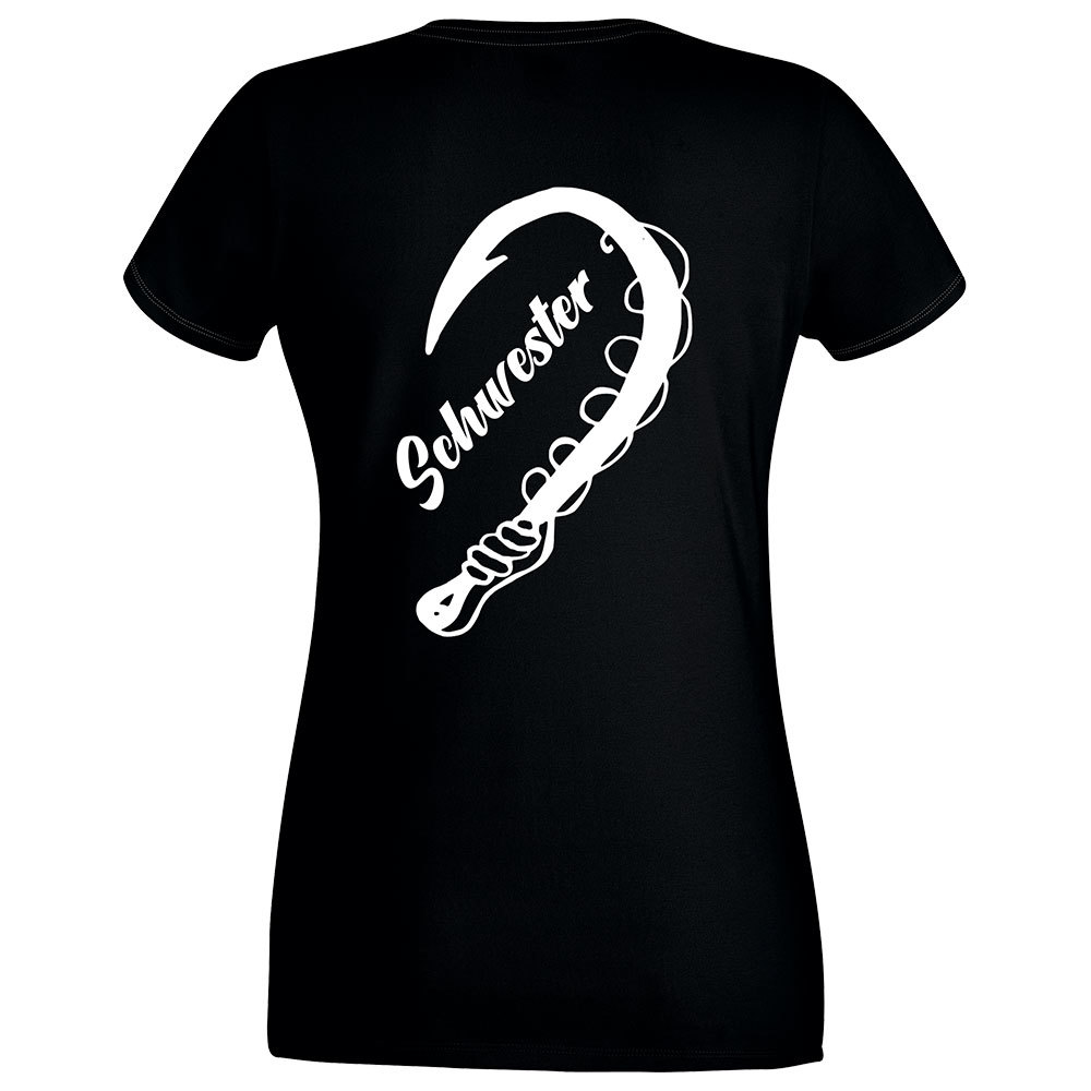 "Anglerin & Anglerin / Schwester & Schwester" T-Shirt Partnerset (Kindergröße 90 bis XXL)