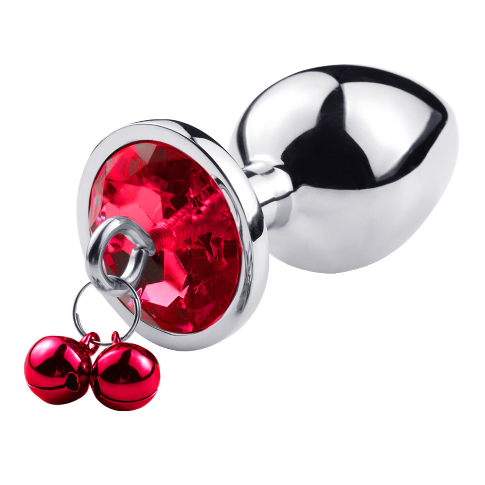 S Steel Butt Plug With Jewel And Bells L Moodtime