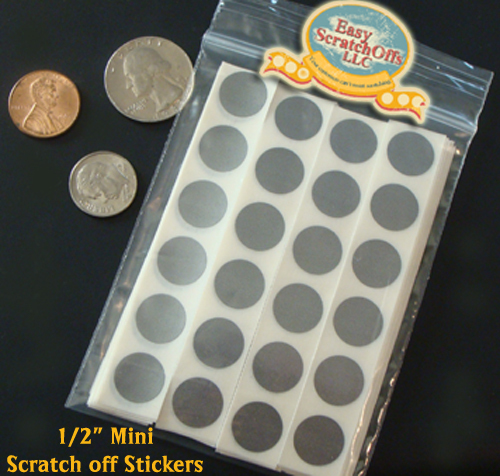 Mini scratch off stickers. .5"